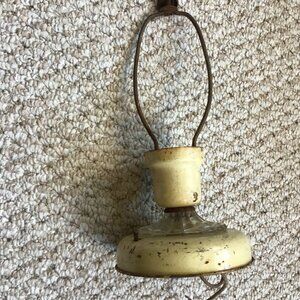 Vintage Metal Ceiling Light Fixture with Glass Trim - Great Repurpose Fixture